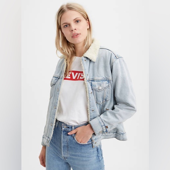 NWOT Levi’s SHERPA TRUCKER JACKET WITH JACQUARD™ BY GOOGLE - S - Picture 1 of 10